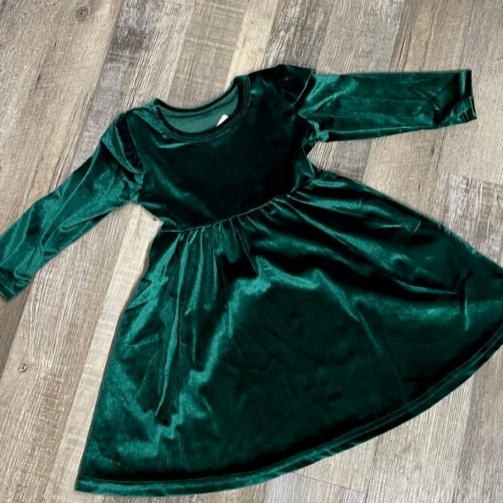 Girls Green Velvet Dresses